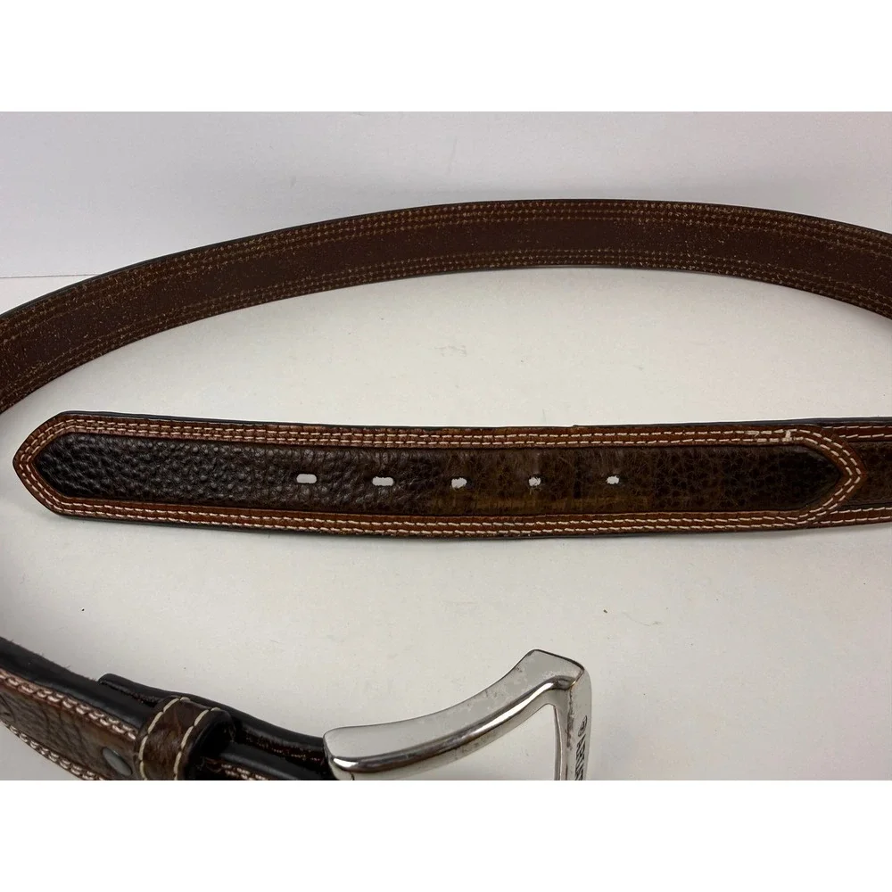 Ariat Mens Leather Diesel Brown Rowdy Belt Silver Buckle Size 42